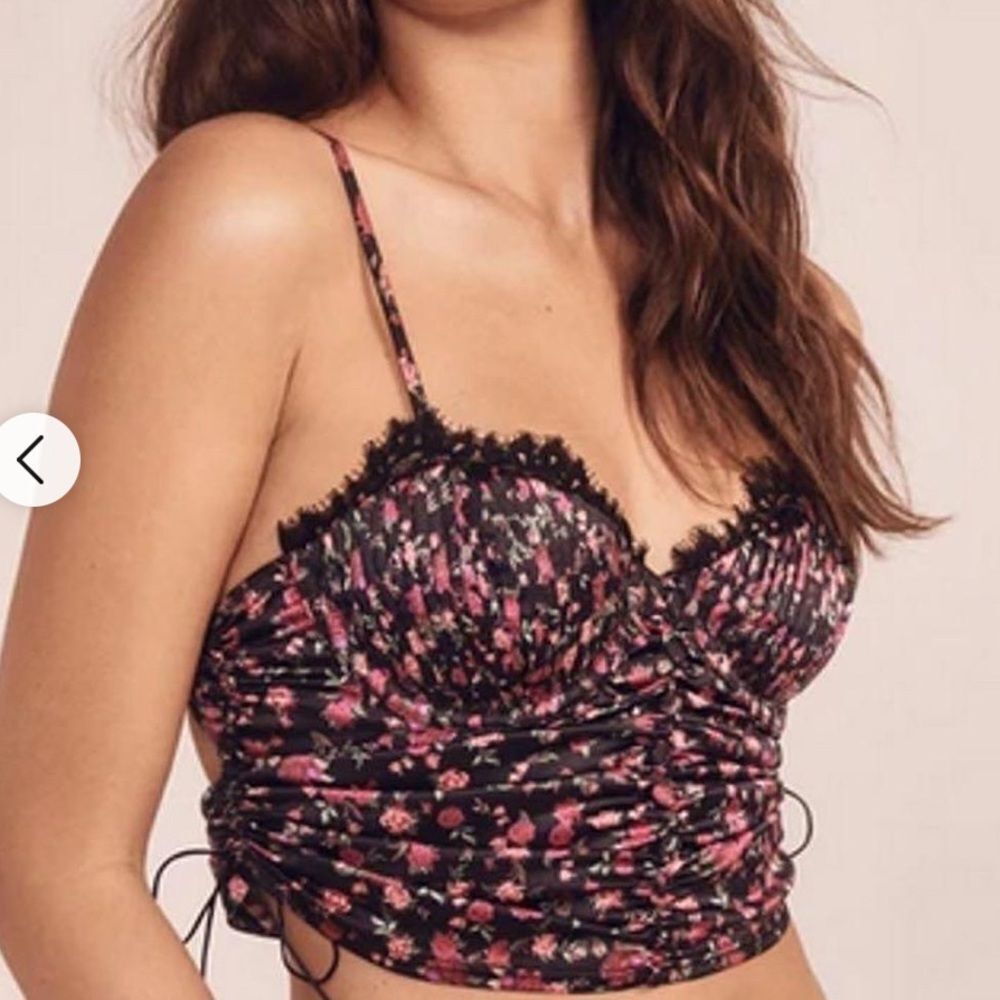 For love & lemons large melrose bustier floral ruched pleated fairycore coquette